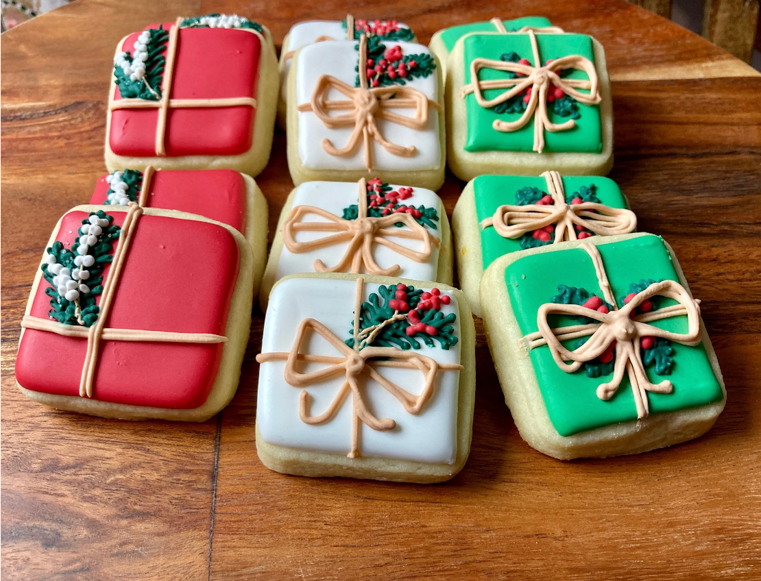 Christmas Cookie Platter 2" mini Wrapped Presents Edible Christmas Gift