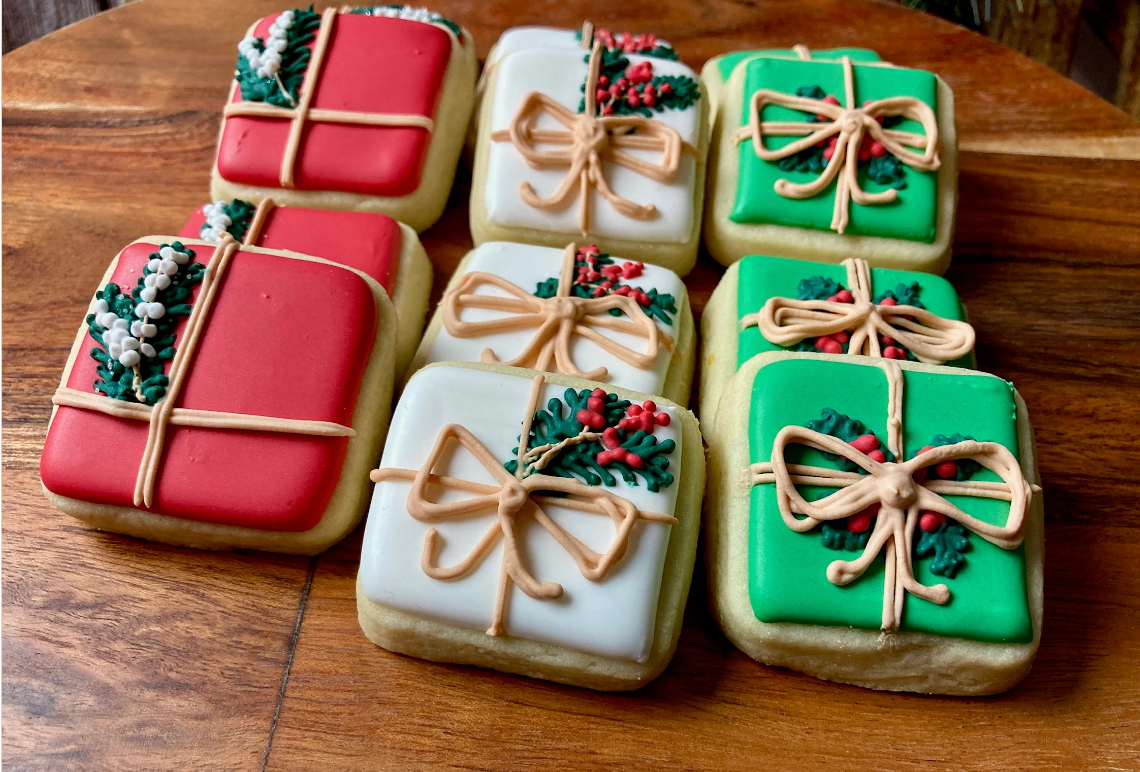 Christmas Cookie Platter 2" mini Wrapped Presents Edible Christmas Gift