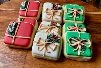 Christmas Cookie Platter  2" mini Wrapped Presents  Edible Christmas Gift